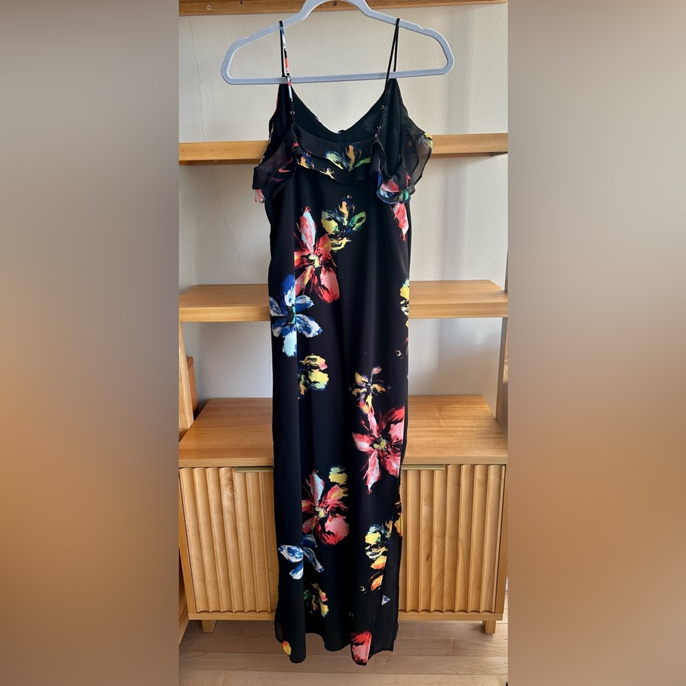 Massimo Black Floral Spaghetti Straps Maxi Dress - size M - Picture 3 of 7